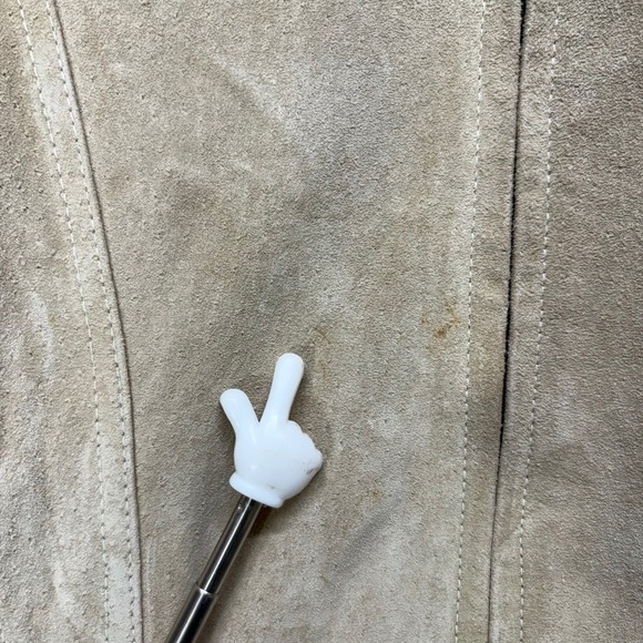 Y2K Neutral Zone Suede Leather Jacket Womens M Tie Belt Beige Utility Neutral - Picture 6 of 16